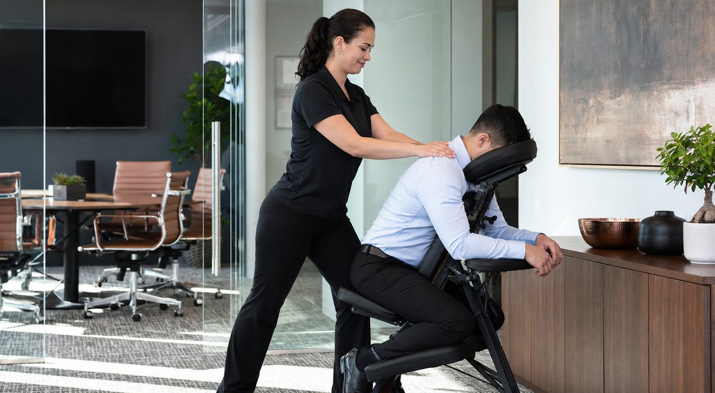 Professional chair massage at an office